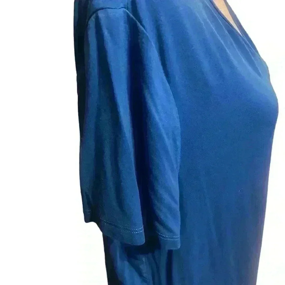 Emery Rose short sleeve V neck rounded bottom deep sky blue size XL - Picture 4 of 8